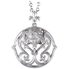 Magerit Versailles Angelito 18 Karat White Gold Round Pendant Necklace