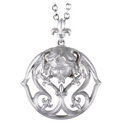 Magerit Versailles Angelito 18 Karat White Gold Round Pendant Necklace