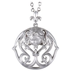 Magerit Versailles Angelito 18 Karat White Gold Round Pendant Necklace