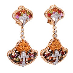 Magerit Versailles Diamond Sapphire 18K Yellow Gold 'Fuente' Dangle Earrings
