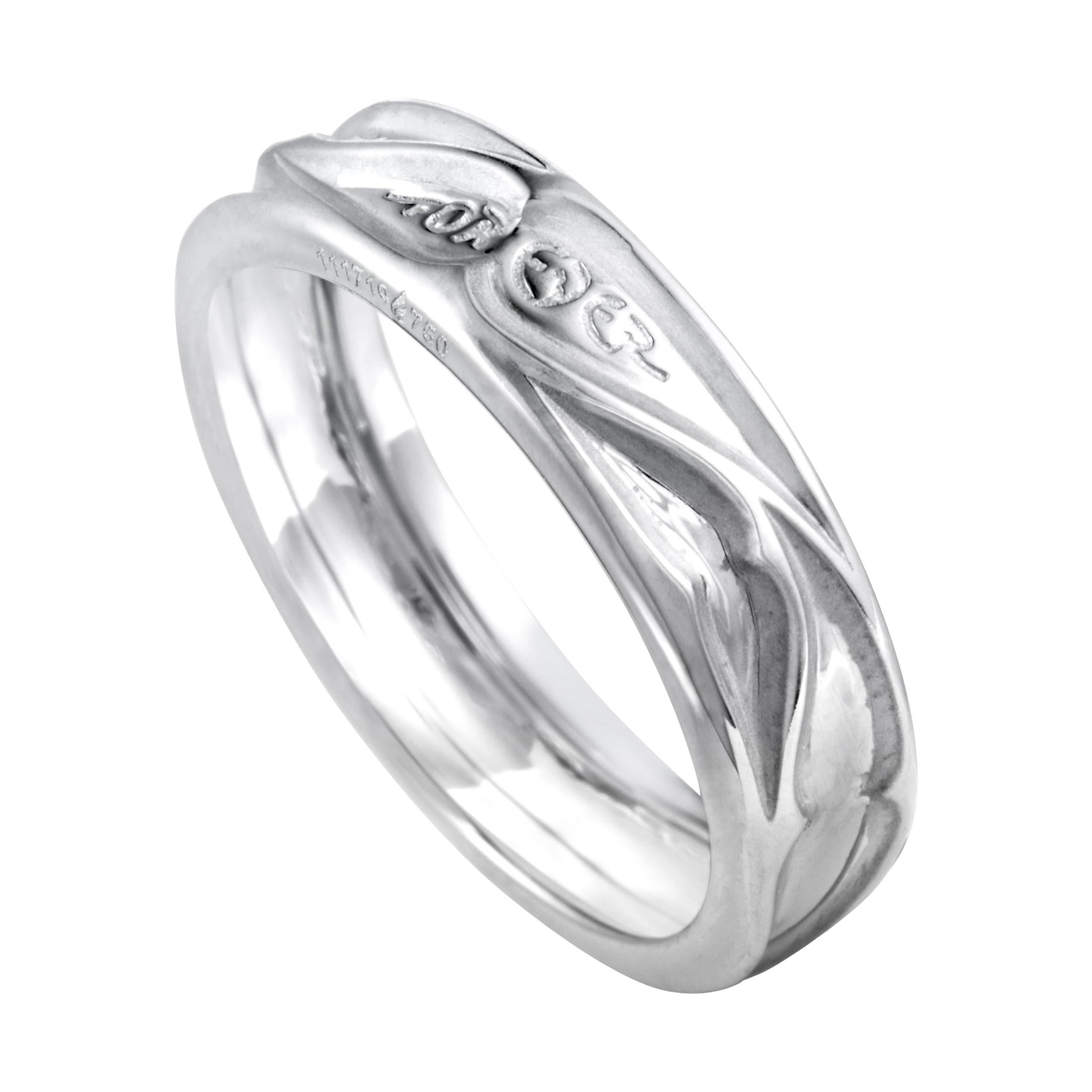 Magerit Vitral 18 Karat White Gold Wedding Band Ring For Sale