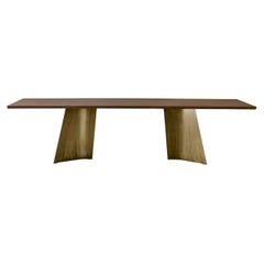 Maggese Small Table in Canaletto Walnut Top with Bronze Legs by Paolo Cappello
