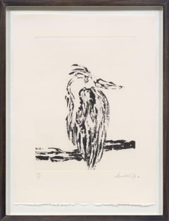 Heron -- Print, Aquatint, Sugarlift Nine London Birds by Maggi Hambling