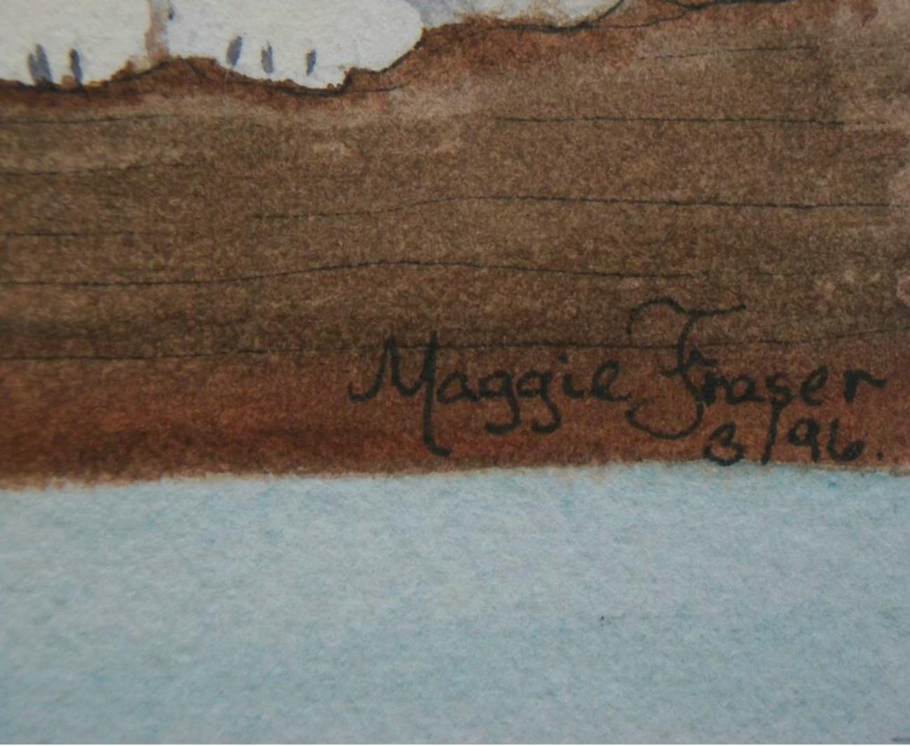 MAGGIE FRASER – Vintage-Aquarellgemälde im Vintage-Stil – signiert – ungerahmt – um 1996 (Kanadisch) im Angebot