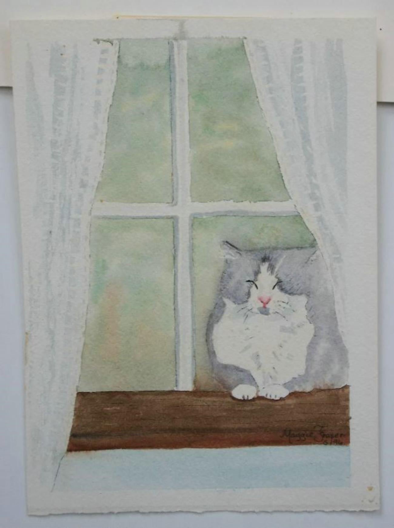 MAGGIE FRASER – Vintage-Aquarellgemälde im Vintage-Stil – signiert – ungerahmt – um 1996 (Handbemalt) im Angebot