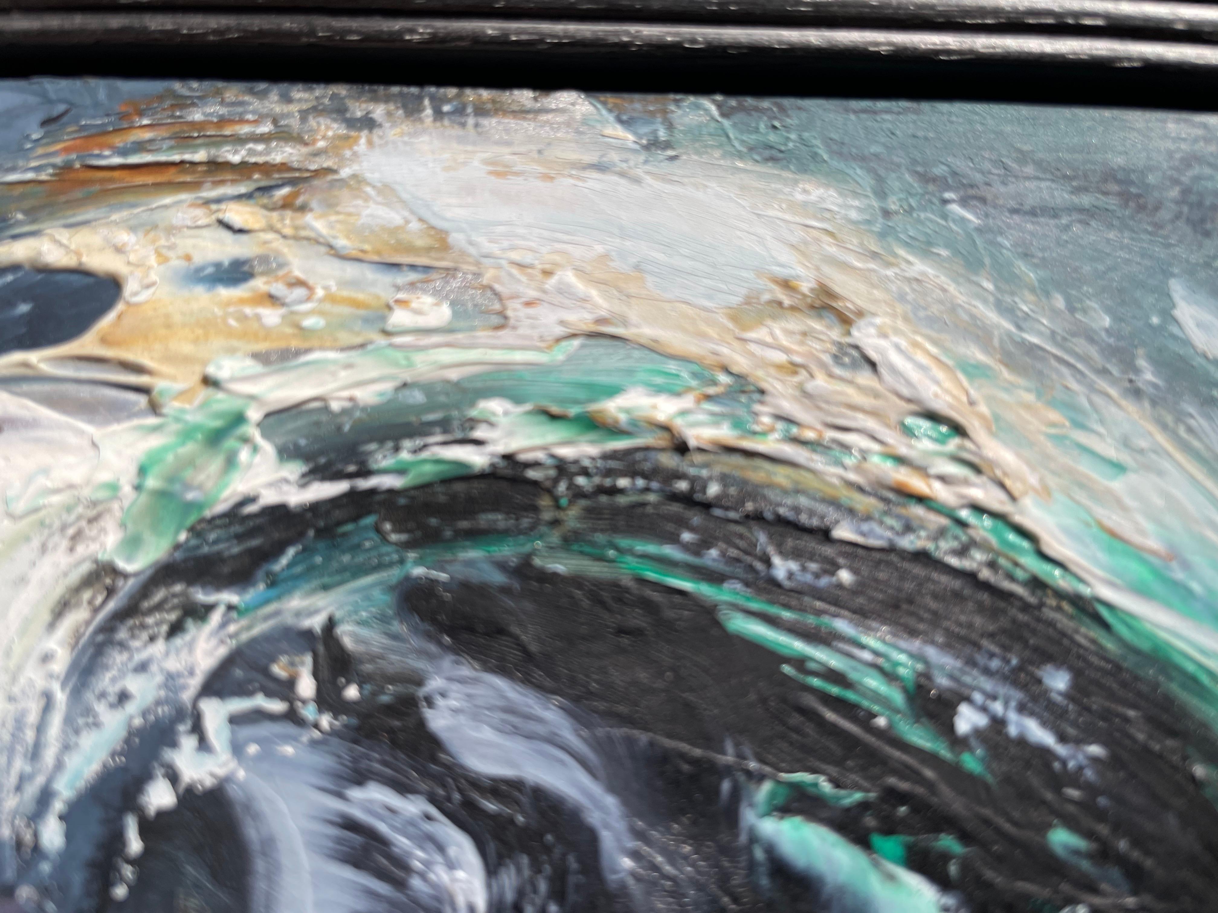 Peinture à l'huile sur panneau paysage marin - Noir Landscape Painting par Maggie Hambling