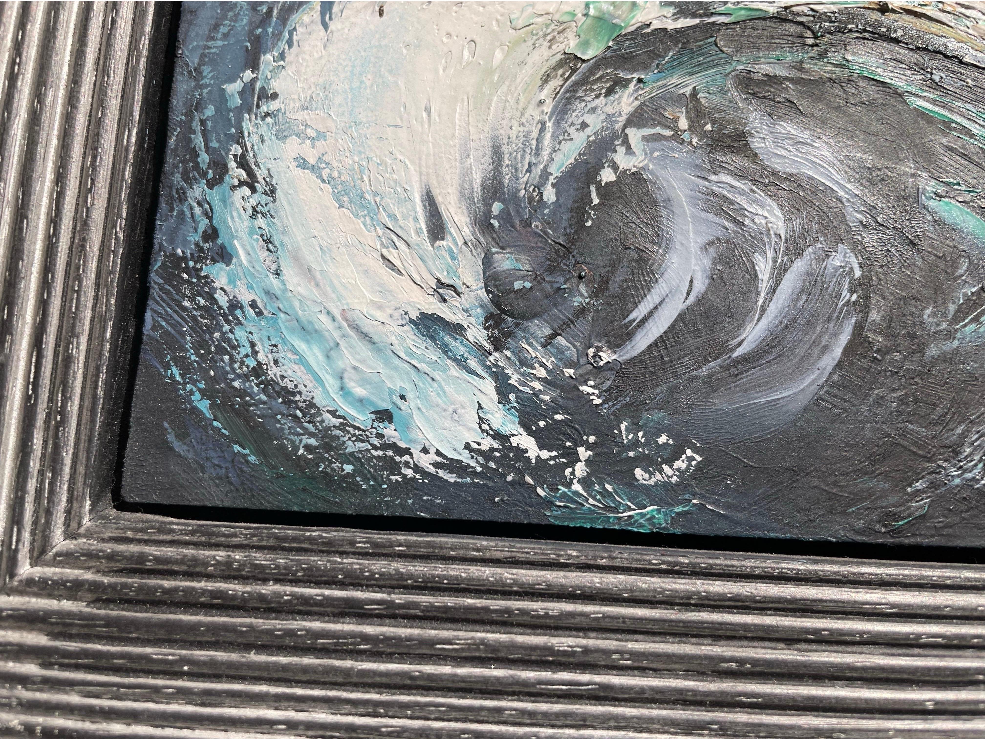 Peinture à l'huile sur panneau paysage marin en vente 1