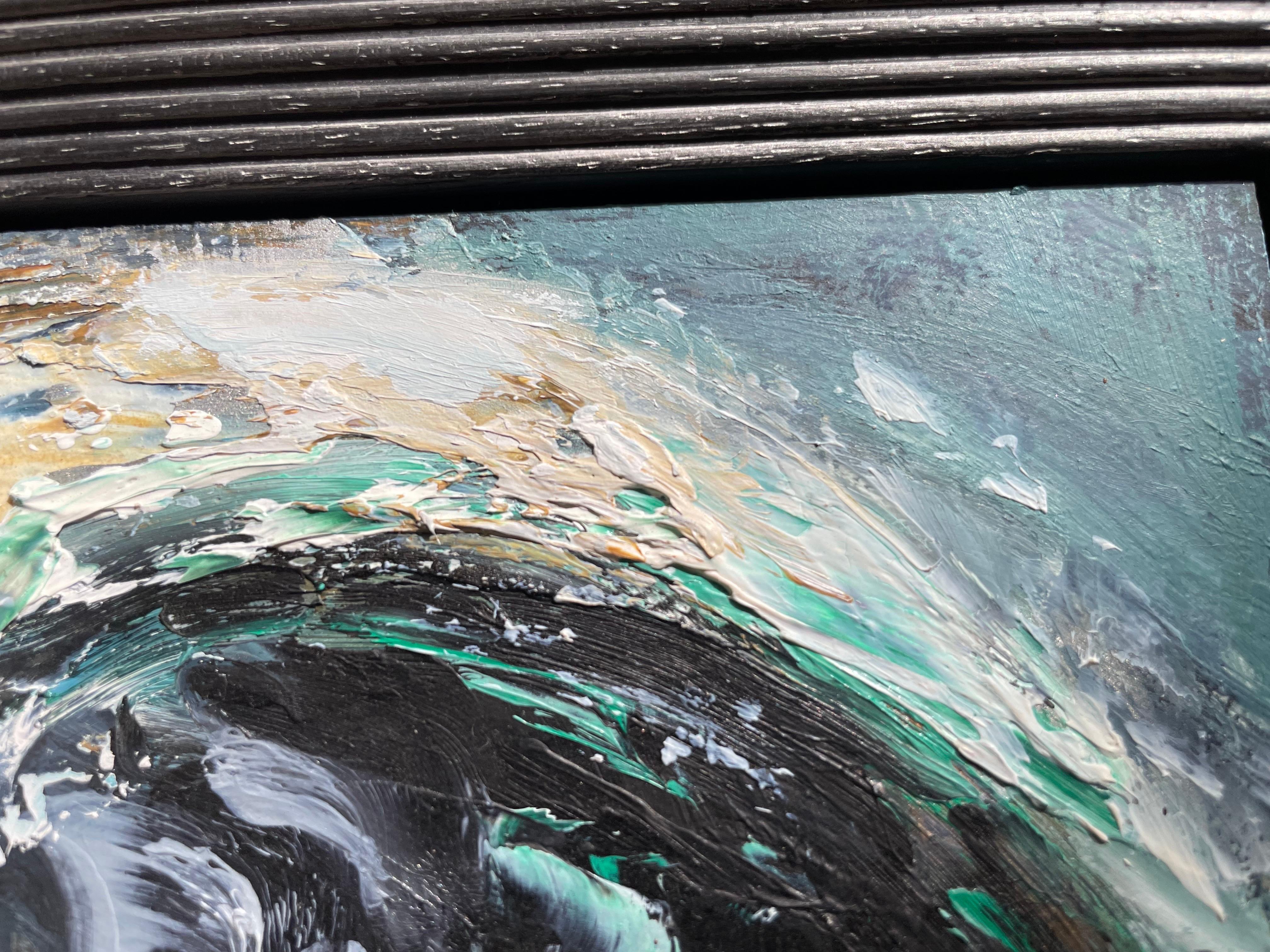 Peinture à l'huile sur panneau paysage marin en vente 4