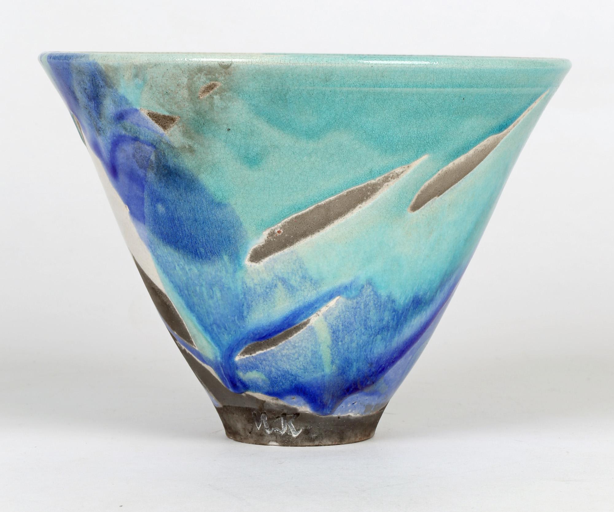 Modern Maggie Kinnear Scottish Oathlaw Pottery Studio Pottery Raku Bowl