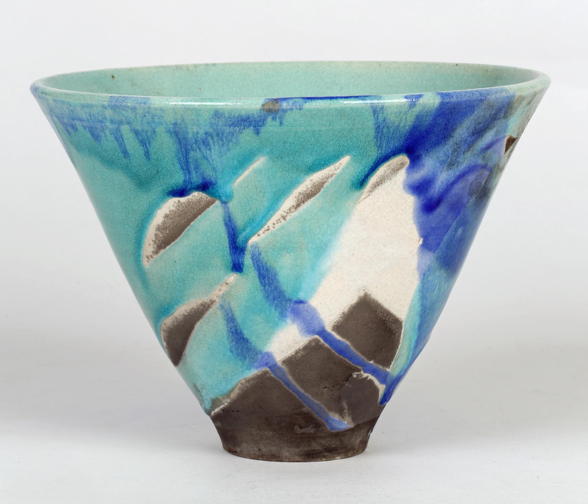 Late 20th Century Maggie Kinnear Scottish Oathlaw Pottery Studio Pottery Raku Bowl