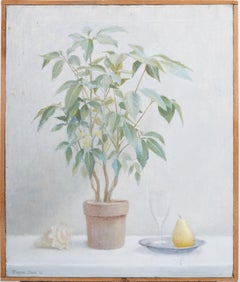 Vintage American Modernist Signed Flower Still Life Framed Original Oil Painting