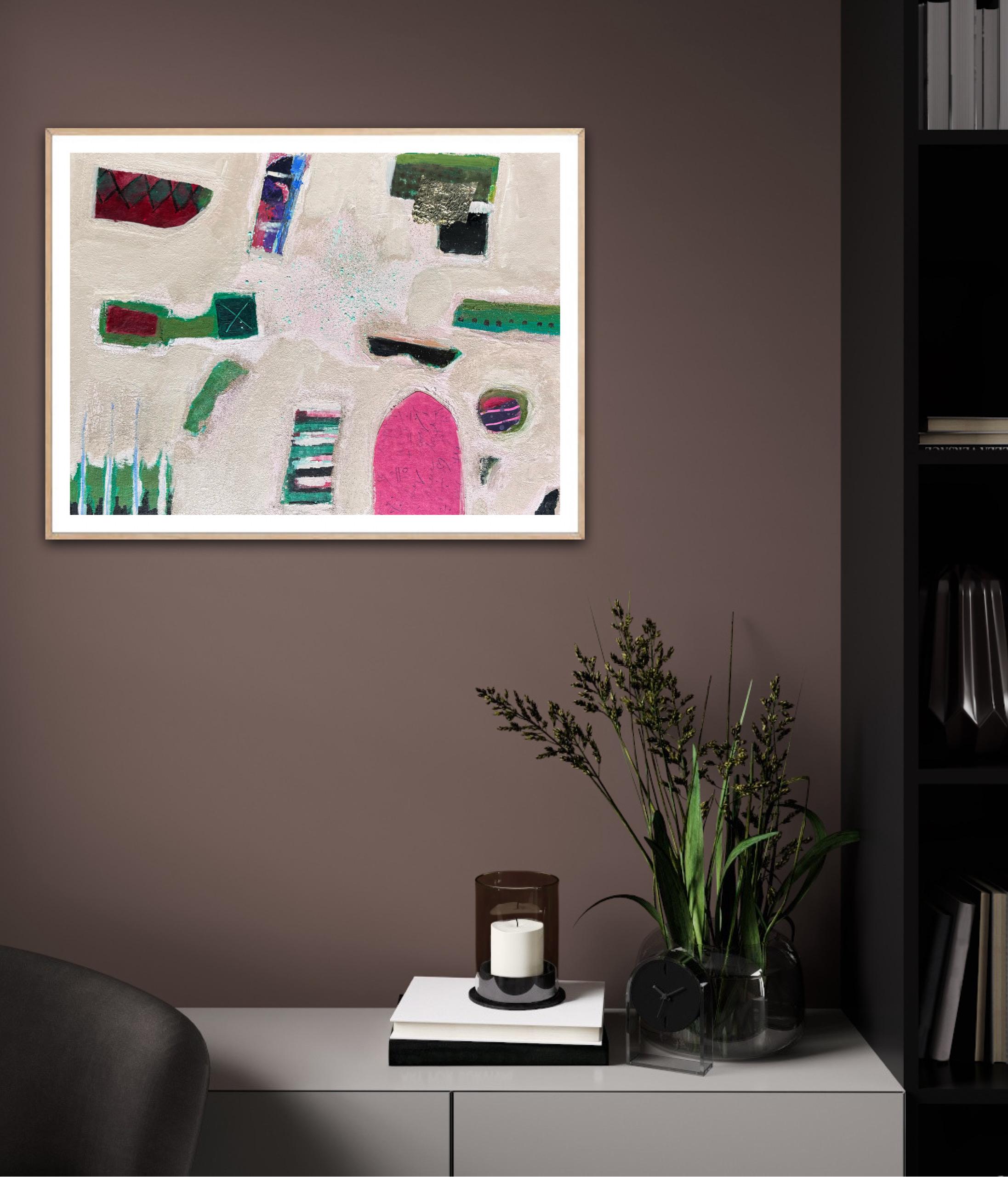 Ooh la la, 2, Originalgemälde, abstrakt, zeitgenössisch (Beige), Abstract Painting, von Maggie Laporte-Banks