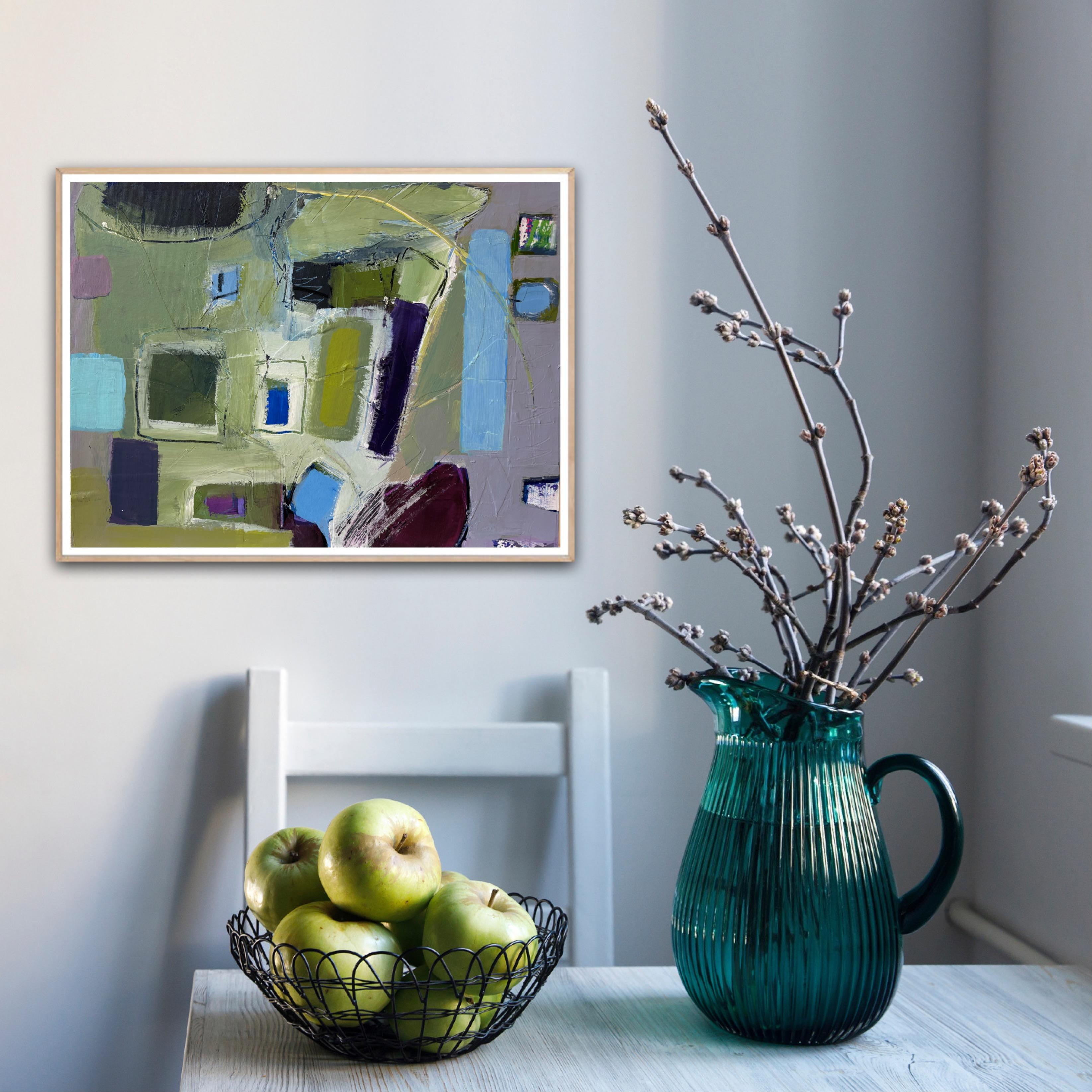 A stroll by the beach, original painting, contemporary, landscape - Contemporary Painting by Maggie LaPorte Banks