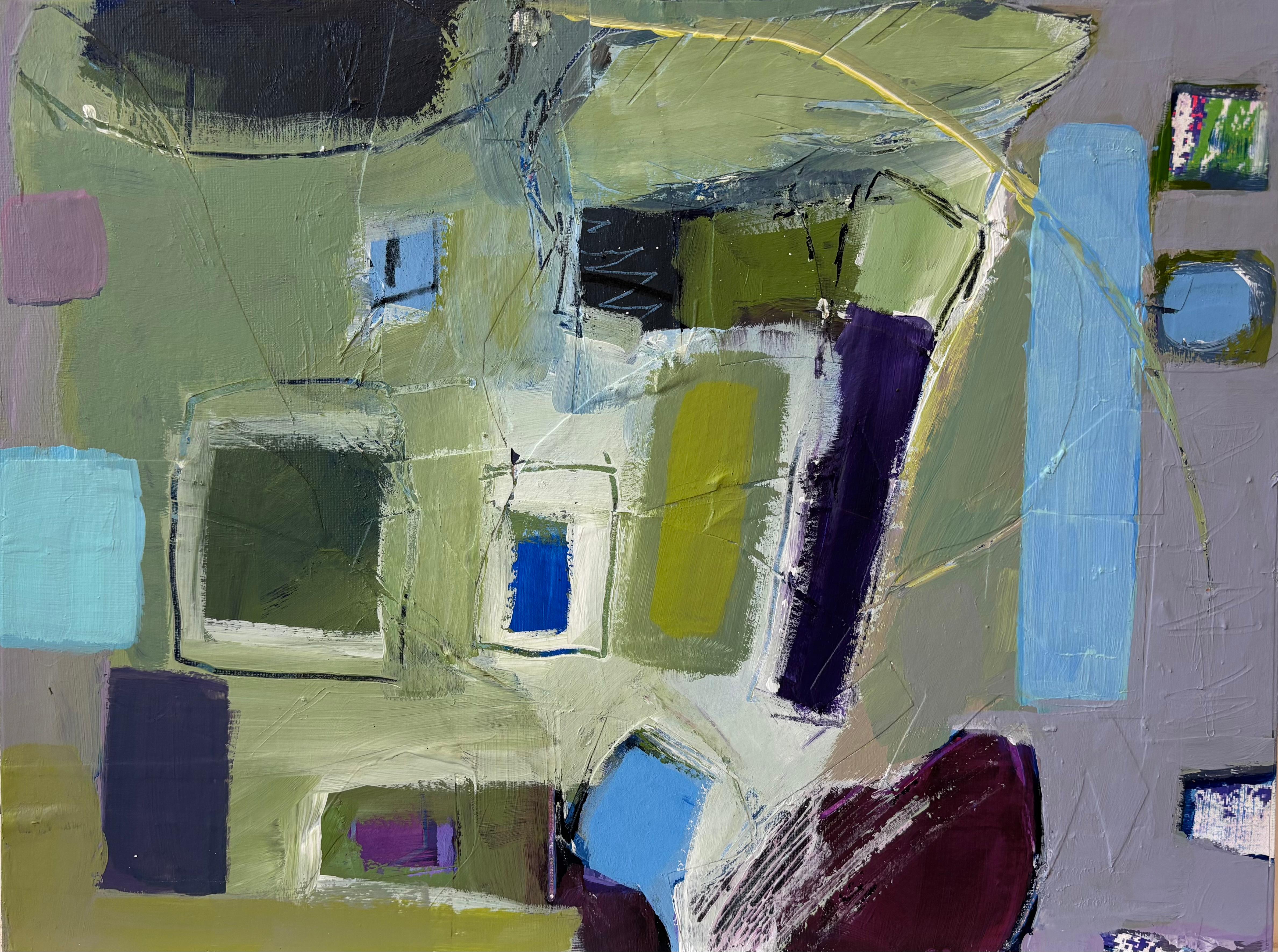 A stroll by the beach, original painting, contemporary, landscape - Painting by Maggie LaPorte Banks