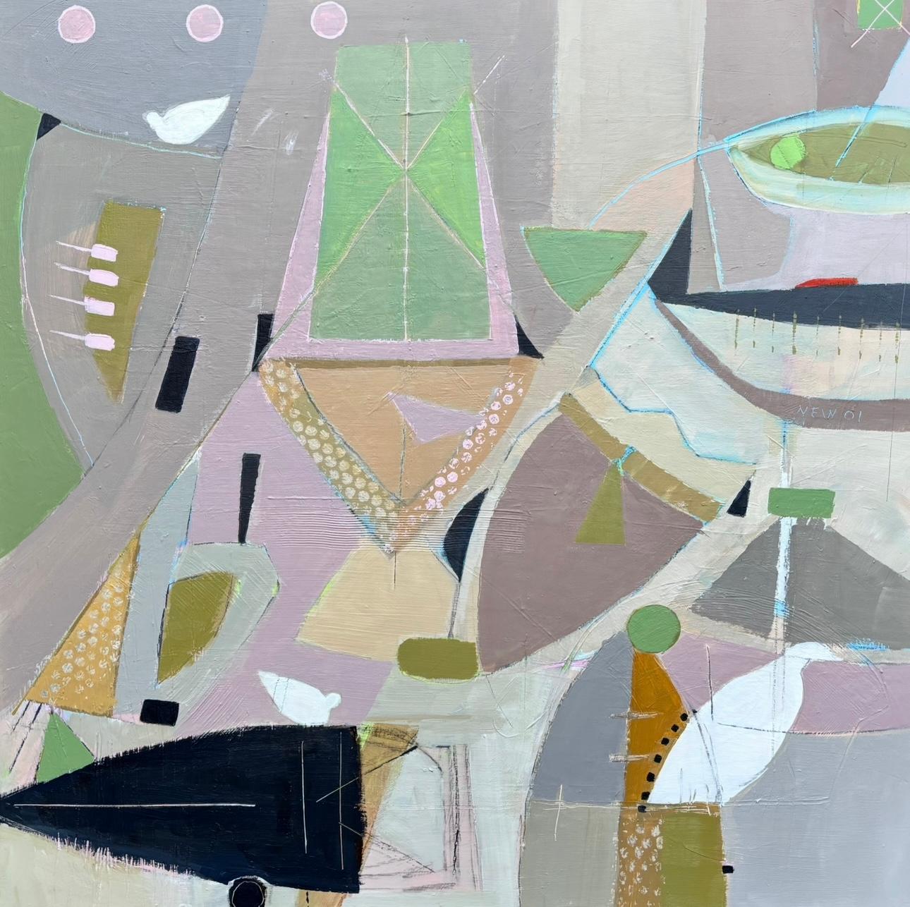 Bateau noir & St. ives low tide, Diptychon, Originalgemälde, zeitgenössisch – Painting von Maggie LaPorte Banks