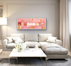 Bergen facades 5, Norway Original Painting, Landscape, Contemporary, Pink art