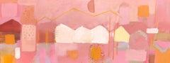 Bergen facades 5, Norway Original Painting, Landscape, Contemporary, Pink art