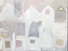 Bryggen Facades von Maggie LaPorte-Banks, Originalgemälde, Abstrakte Kunst, Rosa