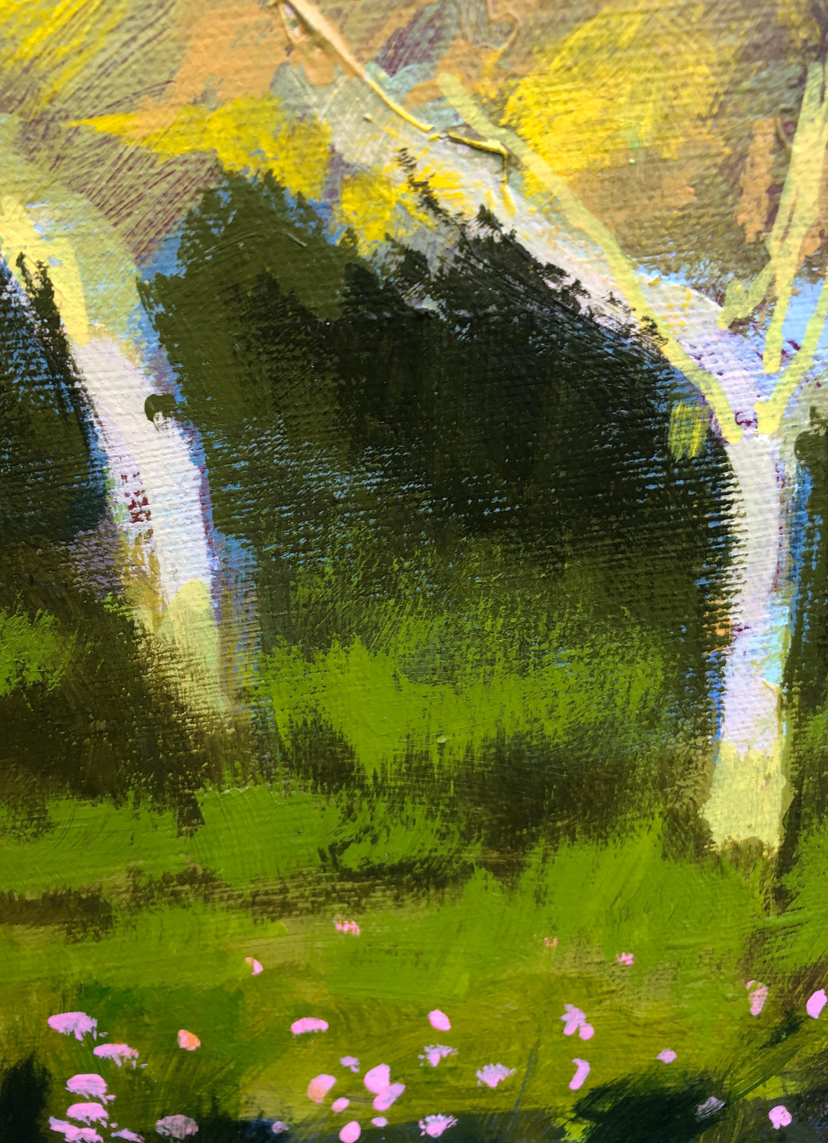 Chipre, olivos y largas sombras proyectadas, pintura original, contemporánea en venta 1