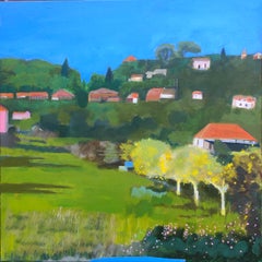 Oliver, ulivi e ombre lunghe, quadro originale, contemporaneo
