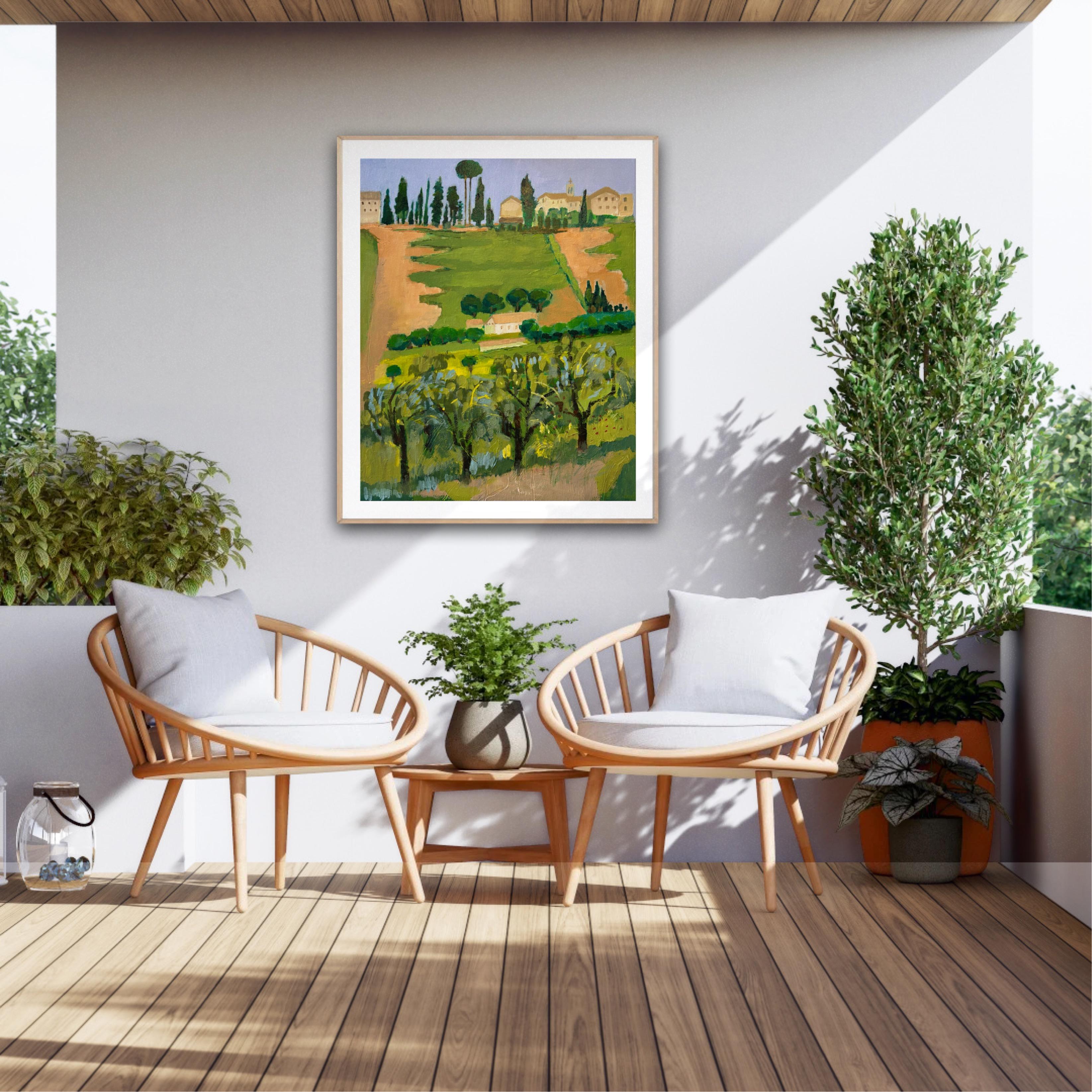 Italian vineyards 2, original painting, contemporary, landscape im Angebot 1