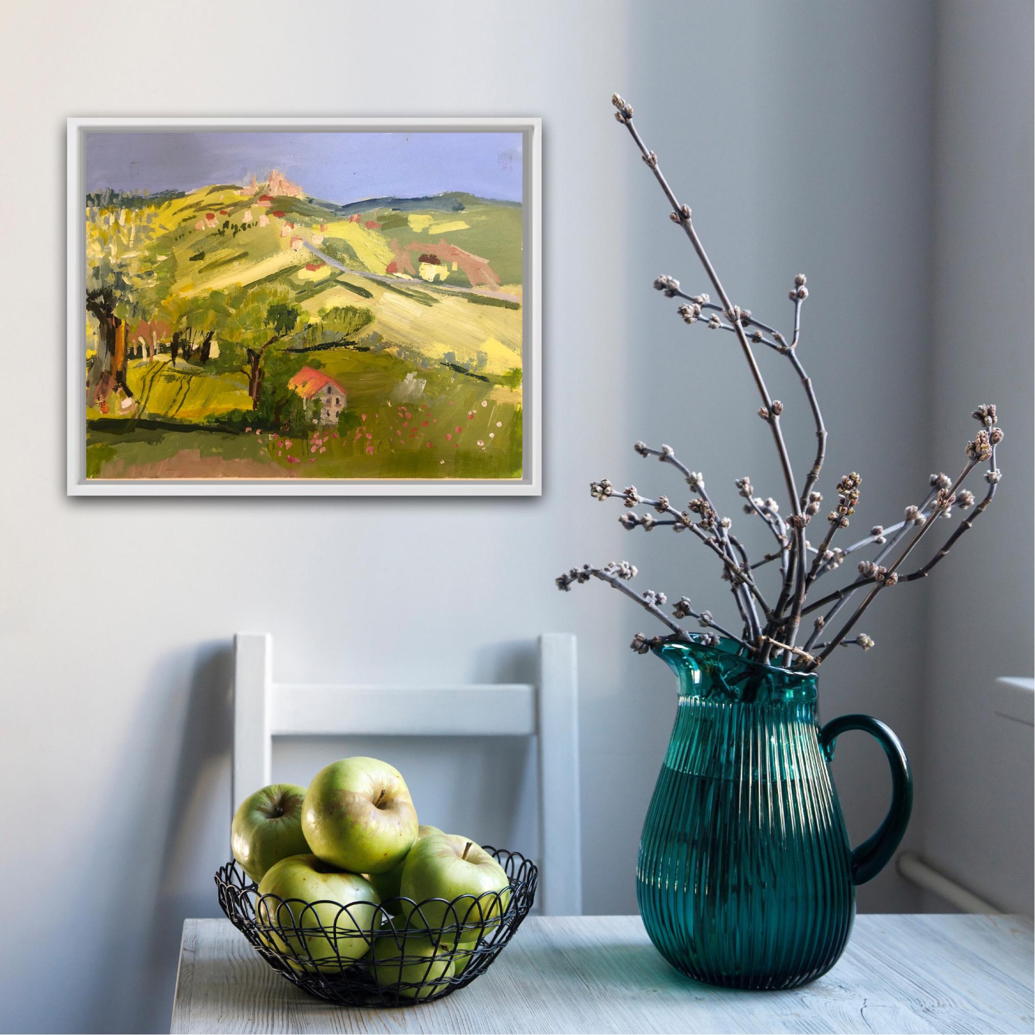 Looking across to Barbara, Italy, Original painting, Landscape, Nature - Painting by Maggie LaPorte Banks