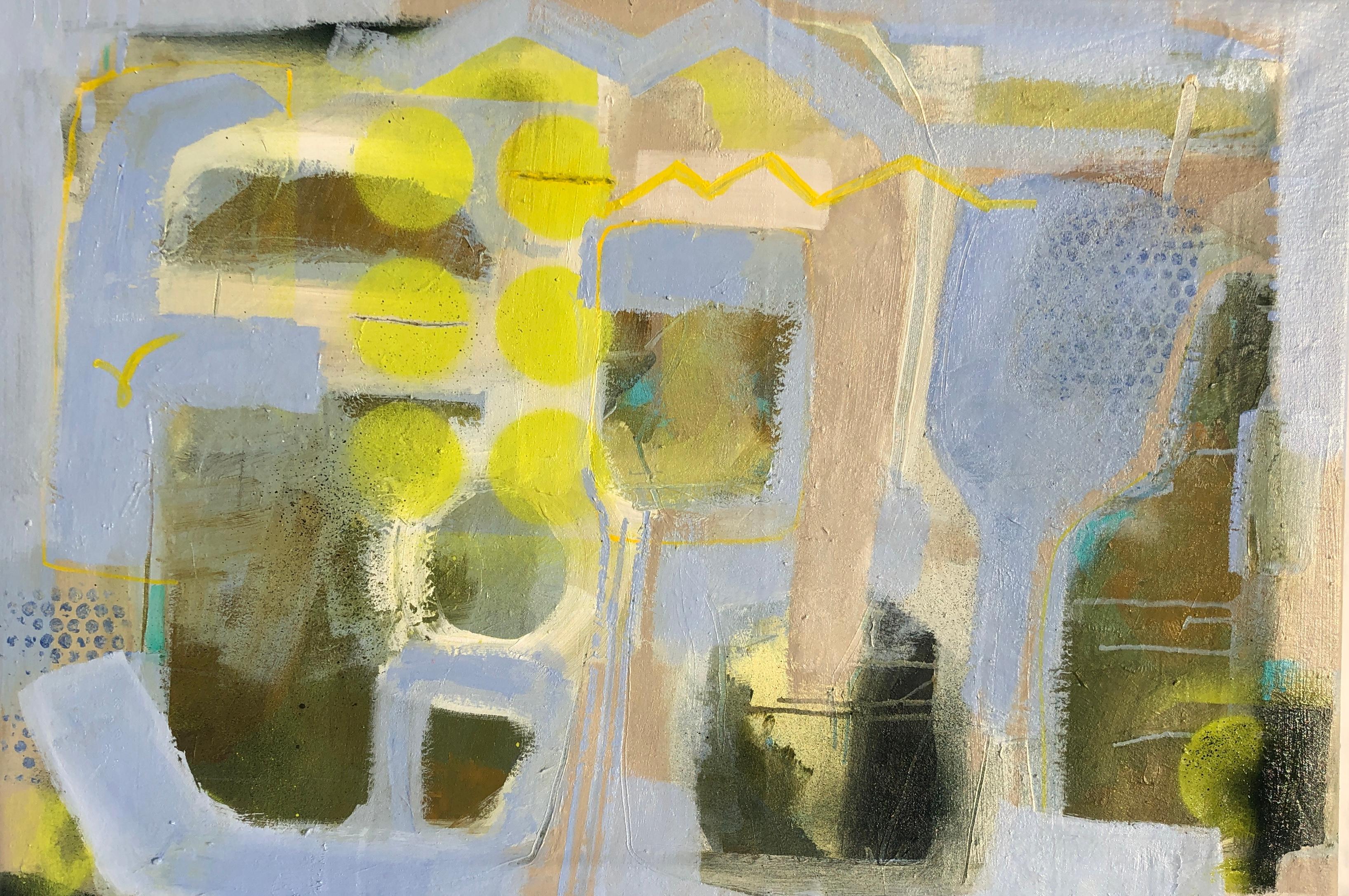 Mirando al mar , arte abstracto, paisaje, contemporáneo, Geométrico - Painting Abstracto de Maggie LaPorte Banks