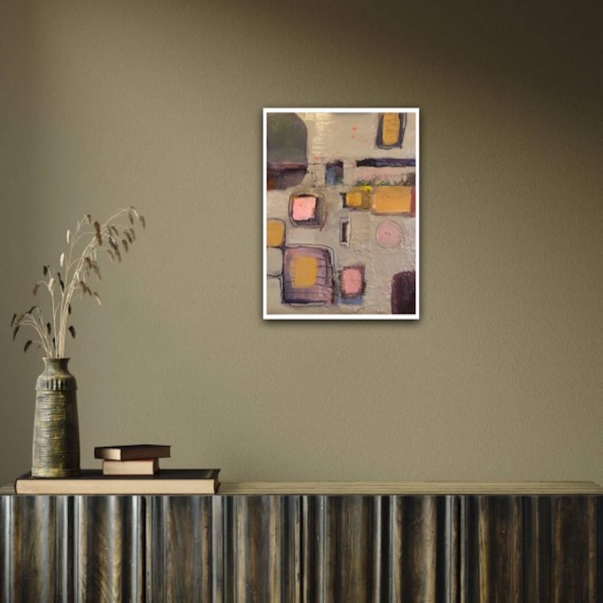 Maggie LaPorte Banks, Tafetán y Amythest, Arte abstracto, Arte de técnica mixta en venta 5