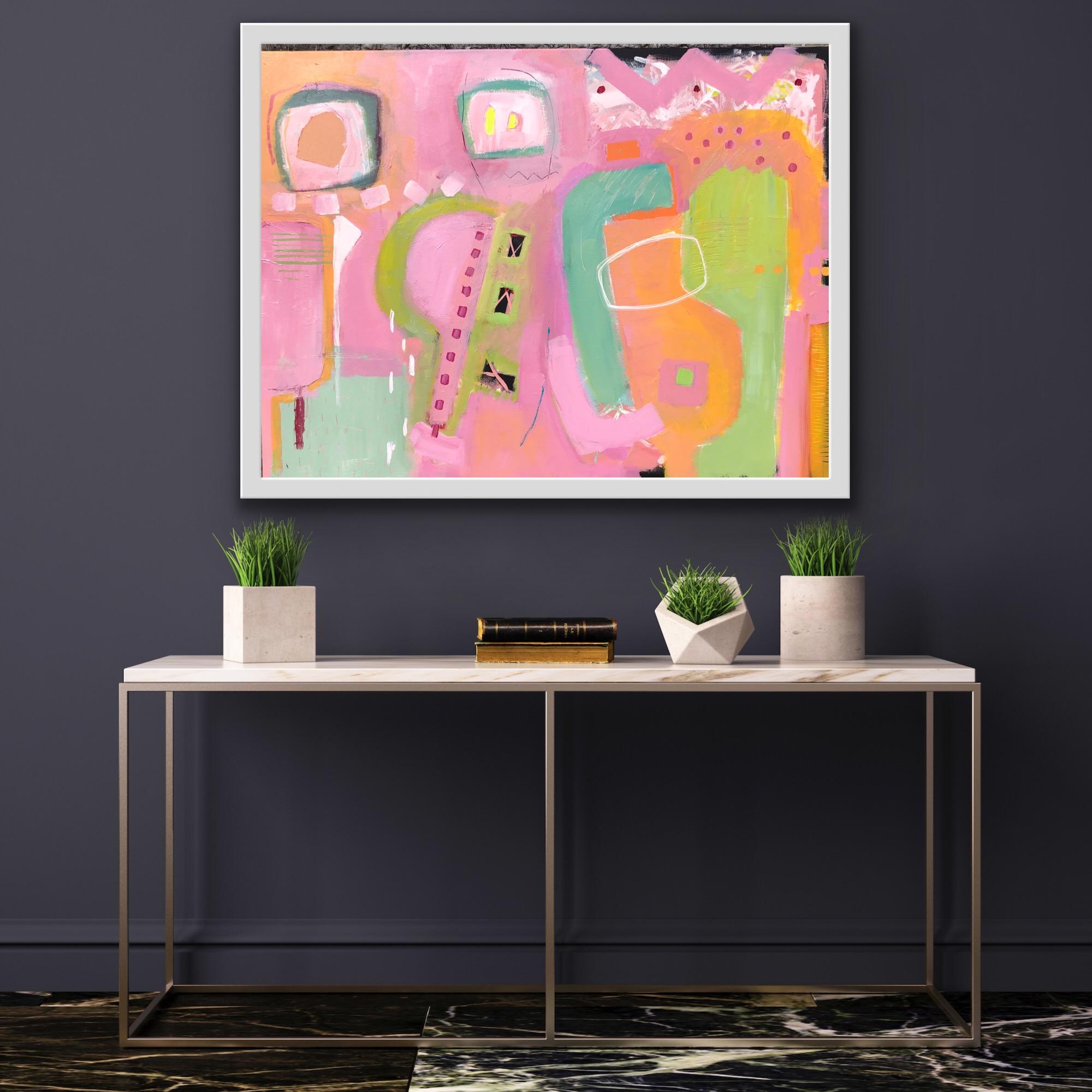 Maggie LaPorte Banks, Rosa del Pacífico, Arte abstracto, Pintura rosa, Arte verde en venta 1