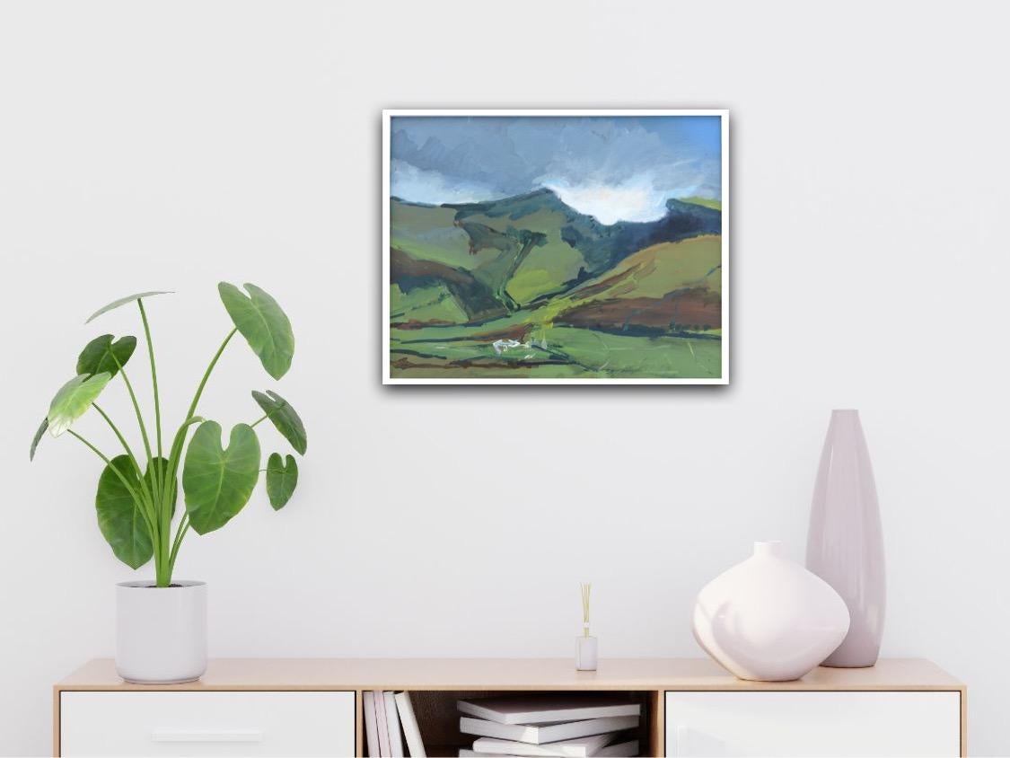 Maggie LaPorte Banks
Pen y fan 31 de octubre
Pintura contemporánea de paisajes en técnica mixta
Pintura acrílica y carborundo sobre lino
Tamaño con marco: A 36 cm x A 44 cm x P 6 cm
Enmarcado en un marco de madera blanco
Tenga en cuenta que las