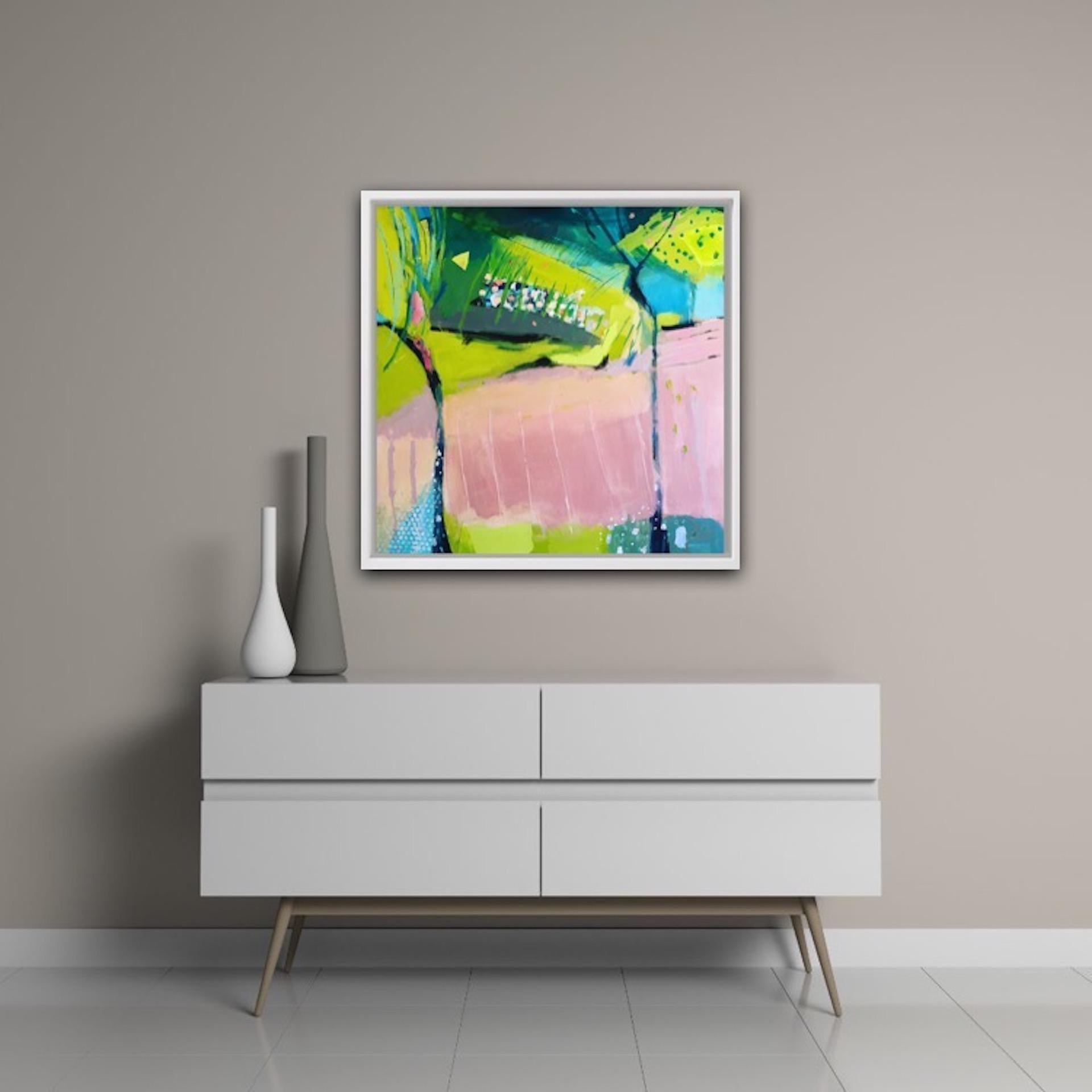 Maggie LaPorte Banks, Pink Ploughing, Original Abstract Painting, Bright Art For Sale 6