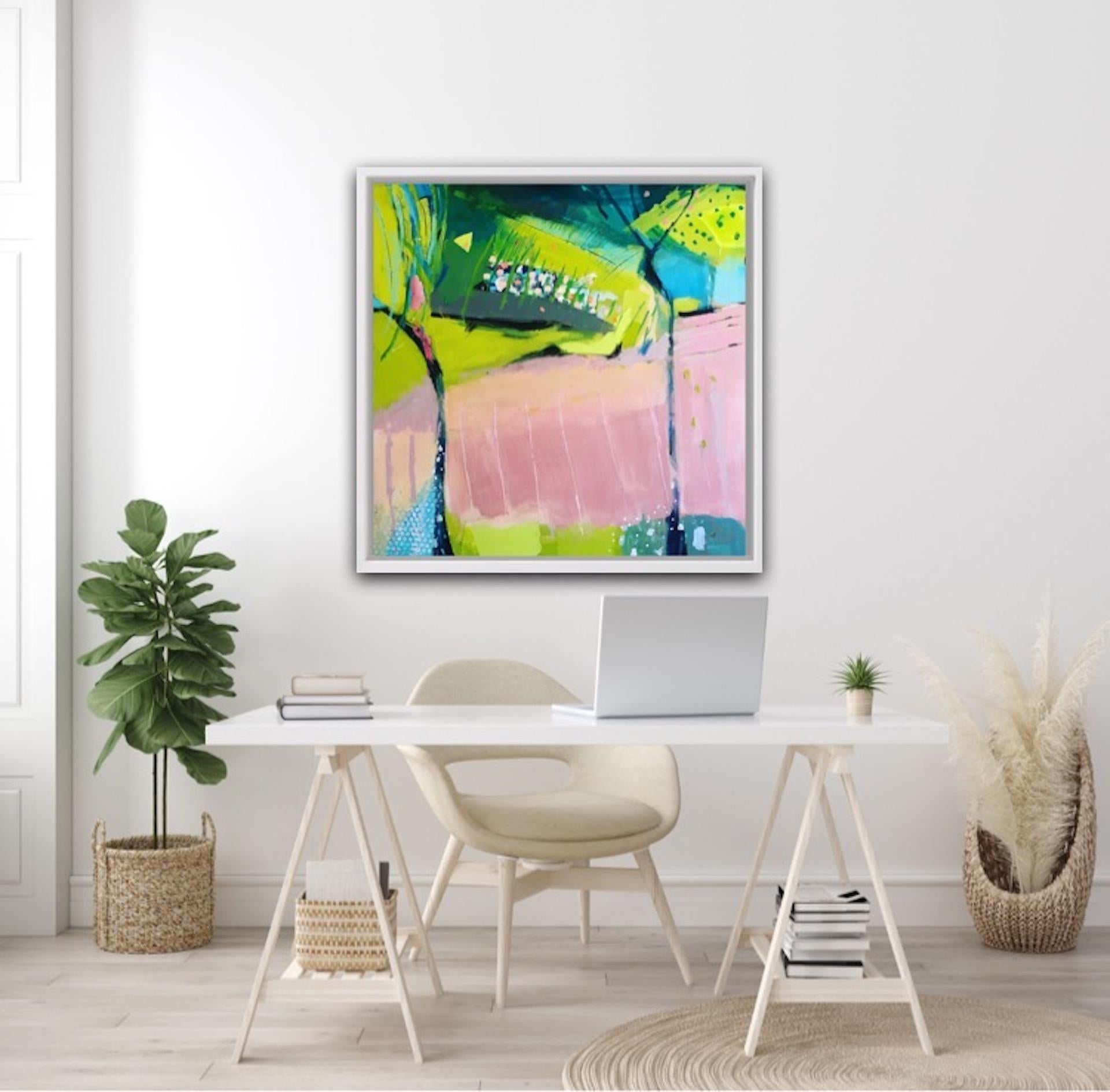 Maggie LaPorte Banks, Pink Ploughing, Original Abstract Painting, Bright Art For Sale 7