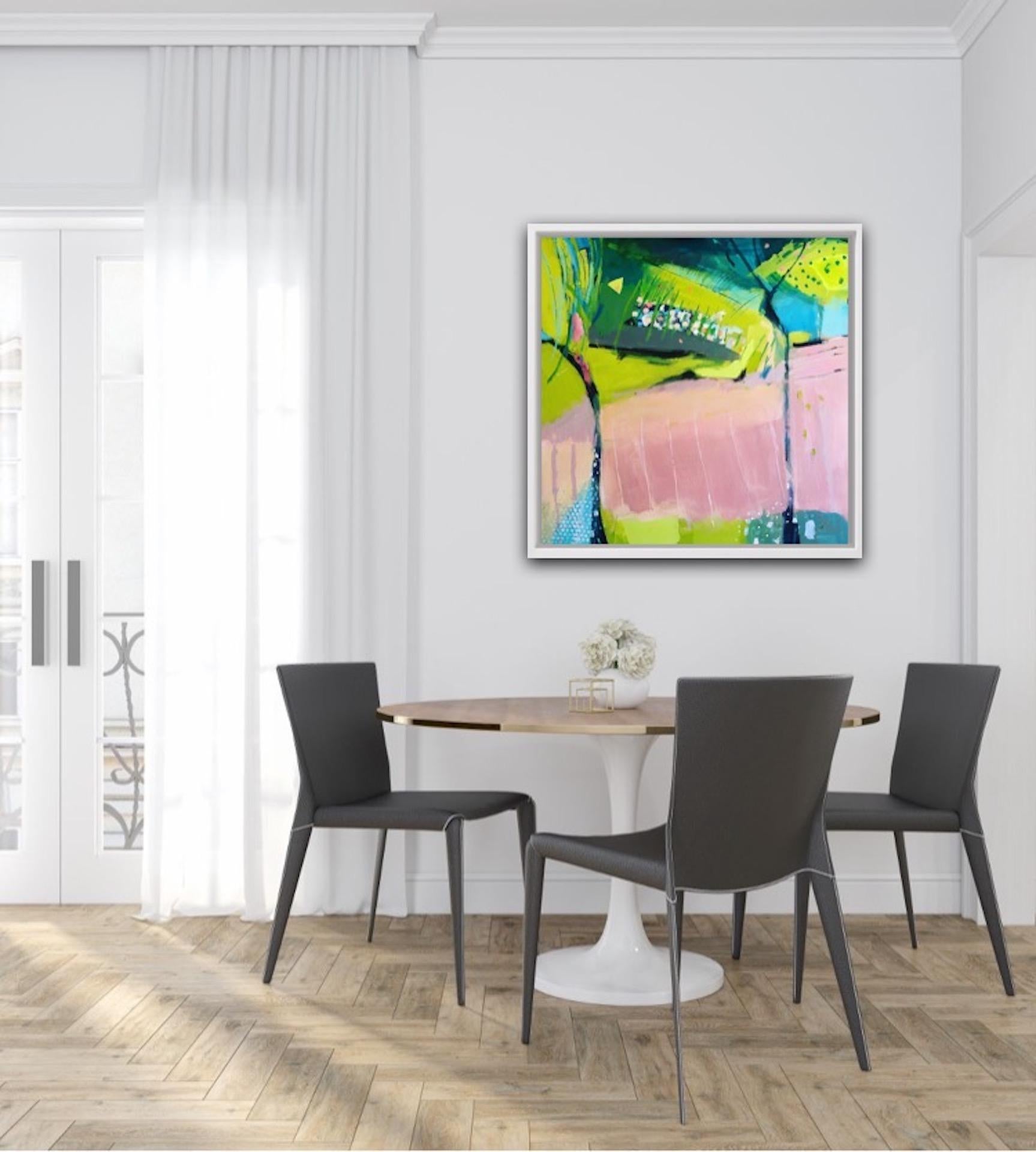 Maggie LaPorte Banks, Arado rosa, Pintura original abstracta, Arte brillante en venta 1
