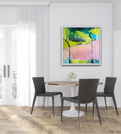 Maggie LaPorte Banks, Pink Ploughing, Original Abstract Painting, Bright Art