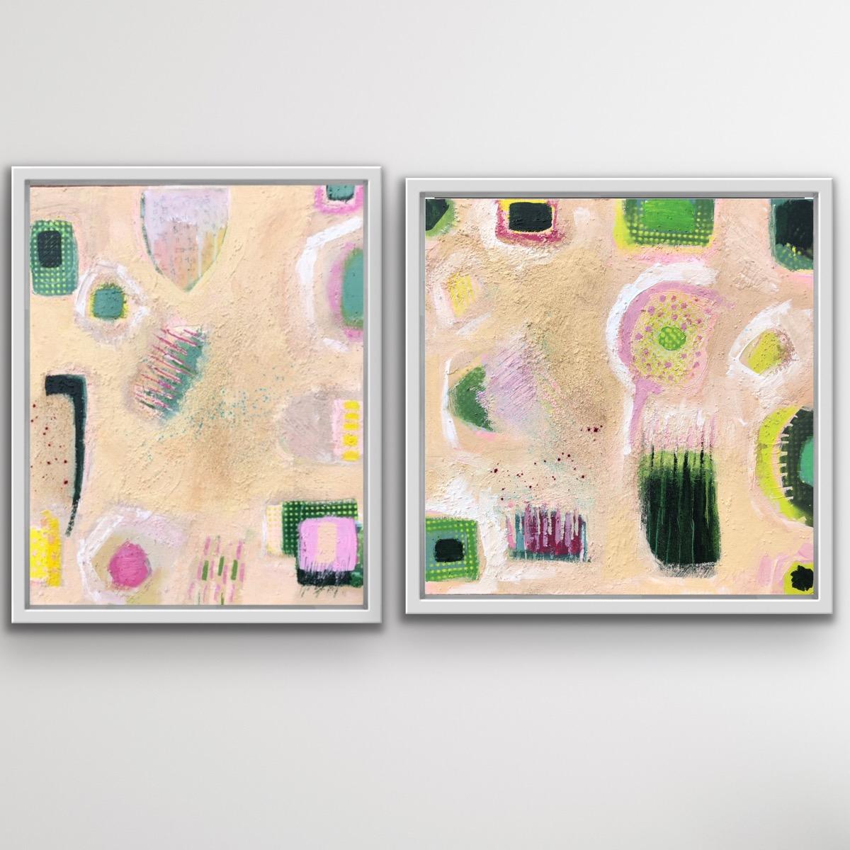 Abstract Painting Maggie LaPorte Banks - Mamma Mia and Turn the Heat Up Diptych ( Mamma Mia et Turn the Heat Up Diptyque)