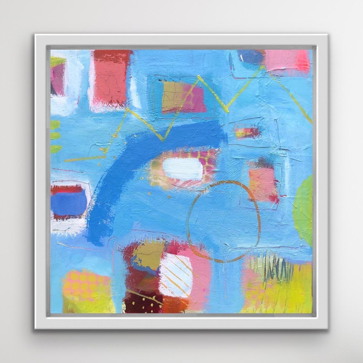 Montana Melody 2, Bright Mixed Media Contemporary Abstract Art, Original art - Blue Abstract Painting by Maggie LaPorte Banks