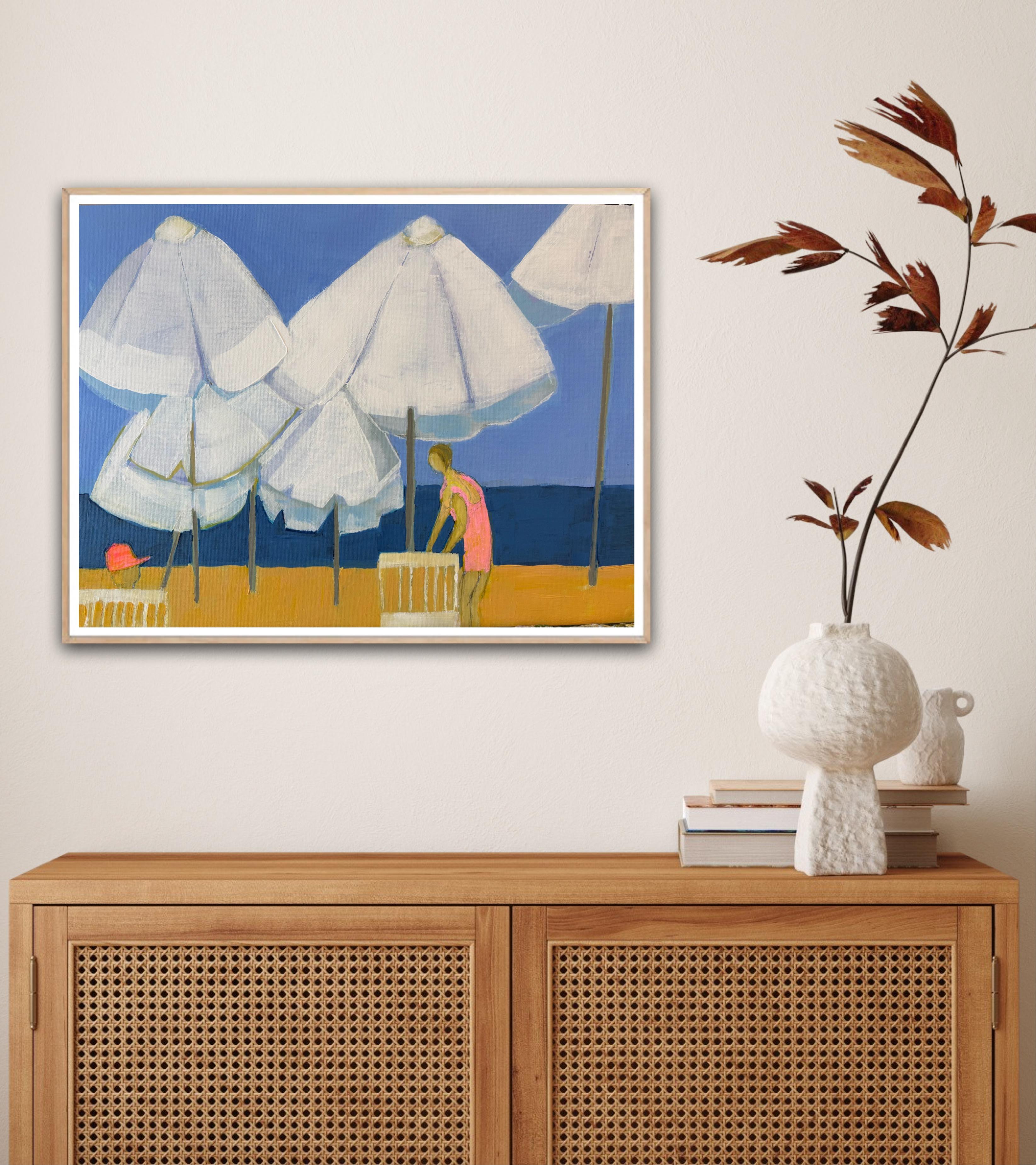 Sur la plage de Pioneer, Paphos 2, peinture originale, contemporaine, paysage en vente 2