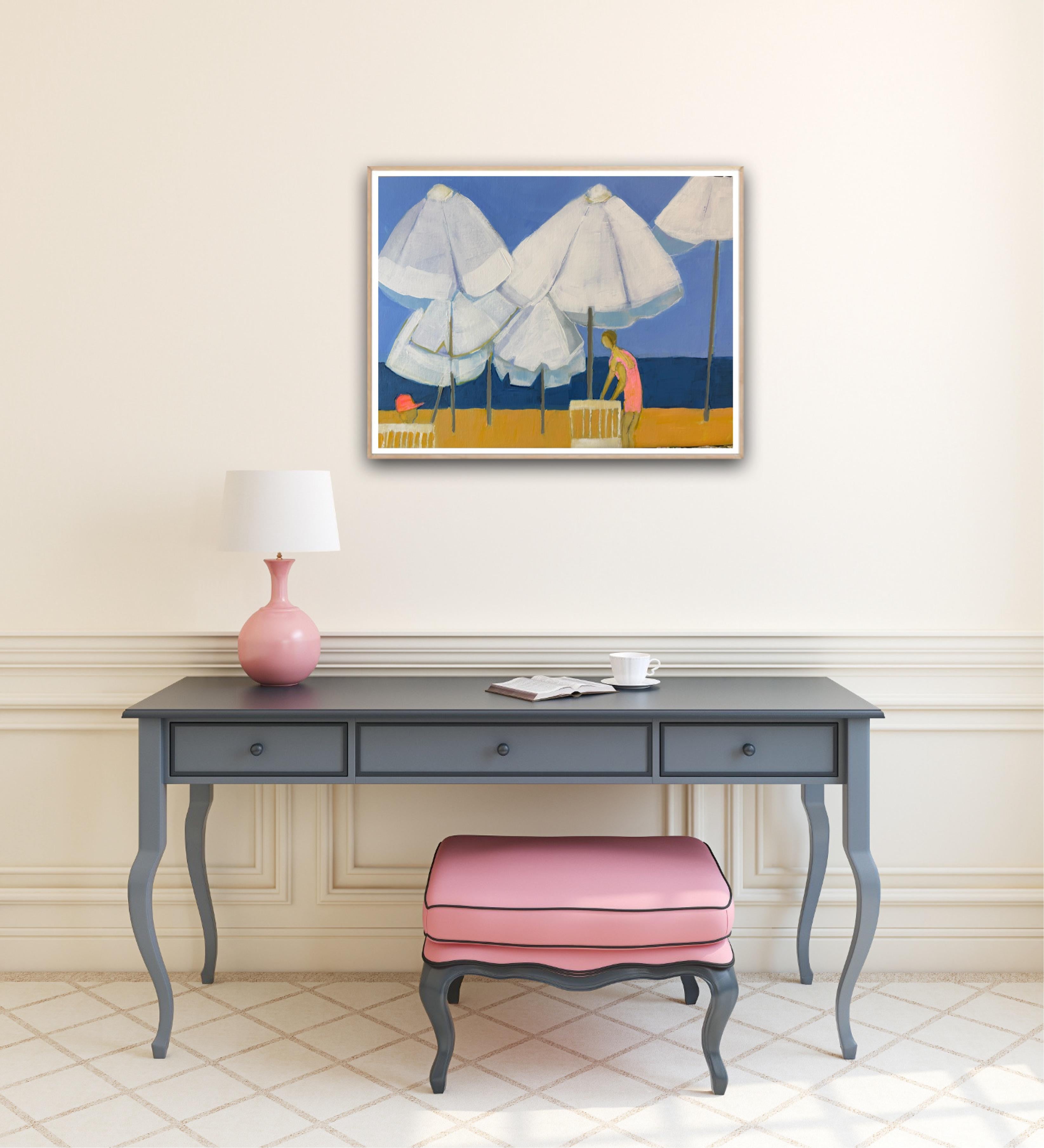 Sur la plage de Pioneer, Paphos 2, peinture originale, contemporaine, paysage en vente 3
