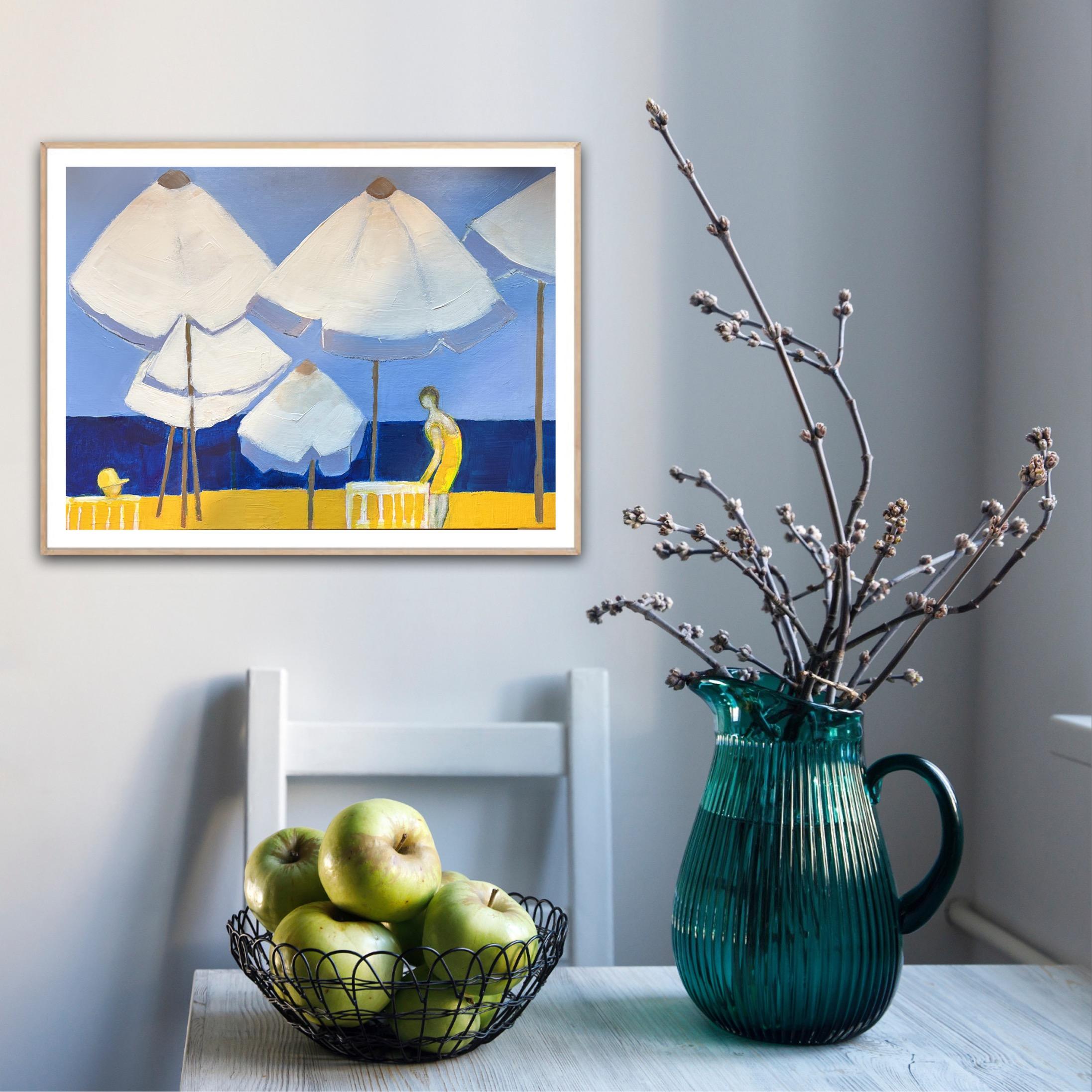 On Pioneer beach, Paphos 3 & Parasols on pioneer beach 2, diptych For Sale 1