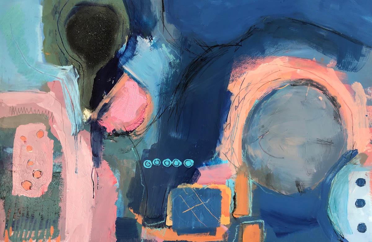 Maggie LaPorte Banks Abstract Painting - Pink for a girl , blue for a boy BY MAGGIE LAPORTE-BANKS, Contemporary Abstracts