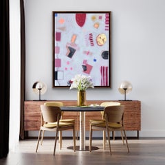 Red, White and Blue, Abstract Painting, Geometric Artwork, Abstract Floral Art