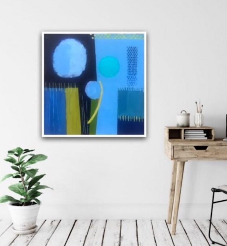Momento di riflessione, quadro originale, arte astratta, impressionista, paesaggio in vendita 4