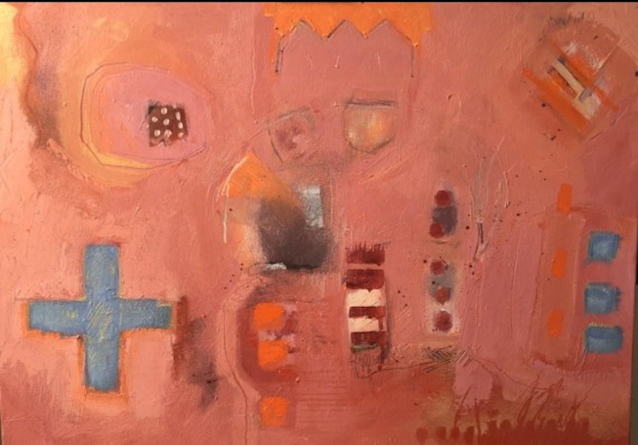 Maggie LaPorte Banks Abstract Painting - Smells Like Roses to Me, Original painting, Abstract, Still life inspired 