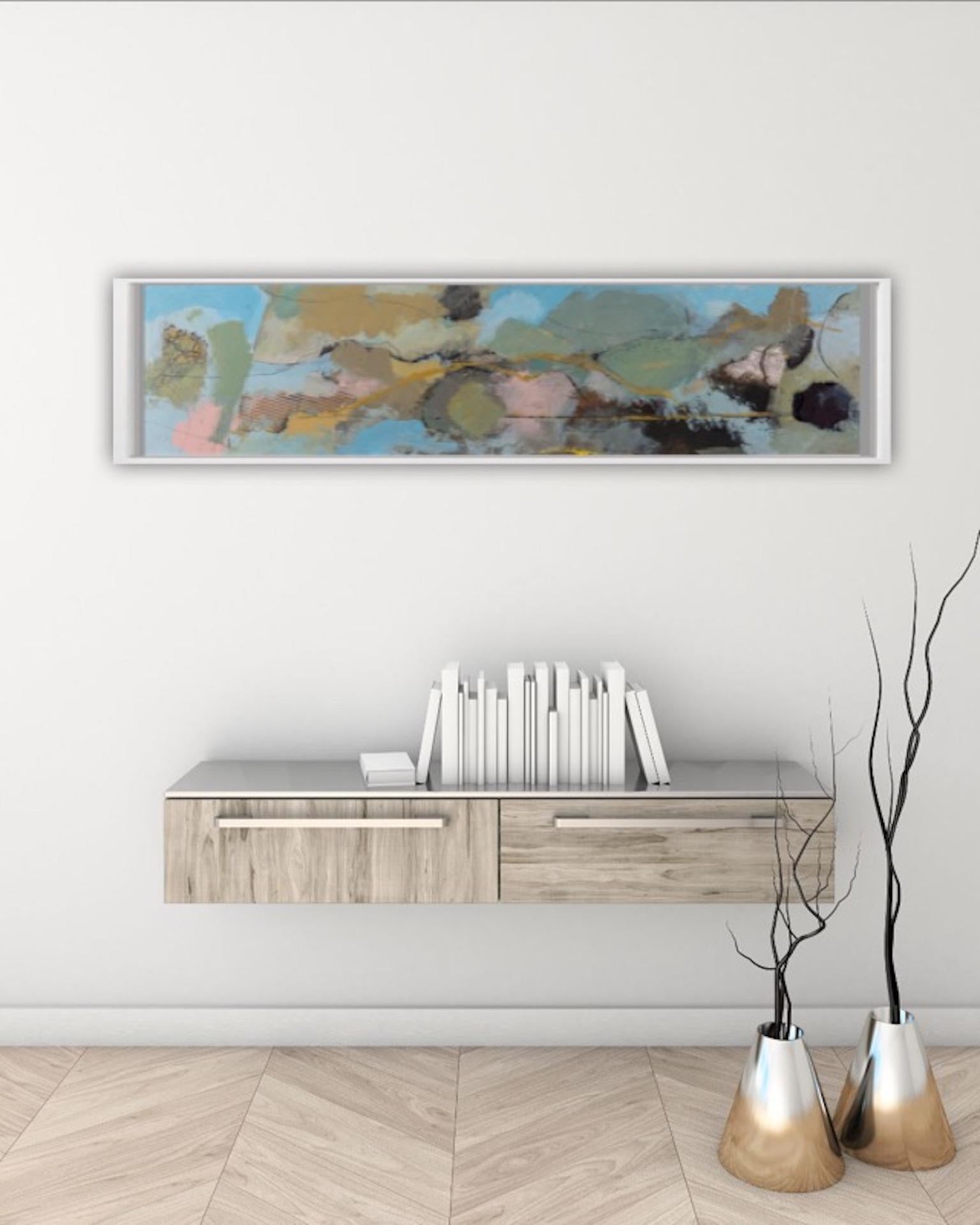 Maggie LaPorte Banks: "Paesaggio morbido".

Pittura astratta a tecnica mista su carta ispirata ai colori della Cornovaglia.

Formato carta: 17 x 71 cm.
Venduto senza cornice.

Maggie LaPorte Banks dice: "Il mio lavoro sul paesaggio contemporaneo è