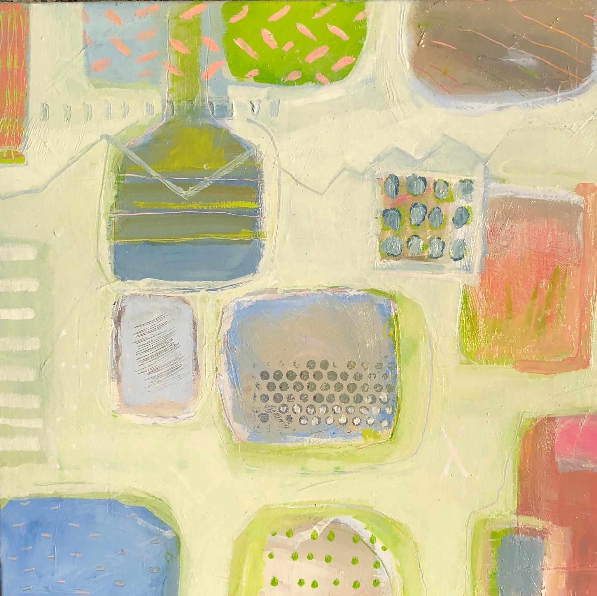 Abstract Painting Maggie LaPorte Banks - Printemps qui se lève, art abstrait, paysage, contemporain, géométrique