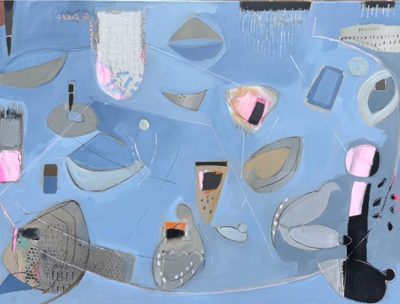 St. ives marea baja, pintura original, contemporáneo, paisaje