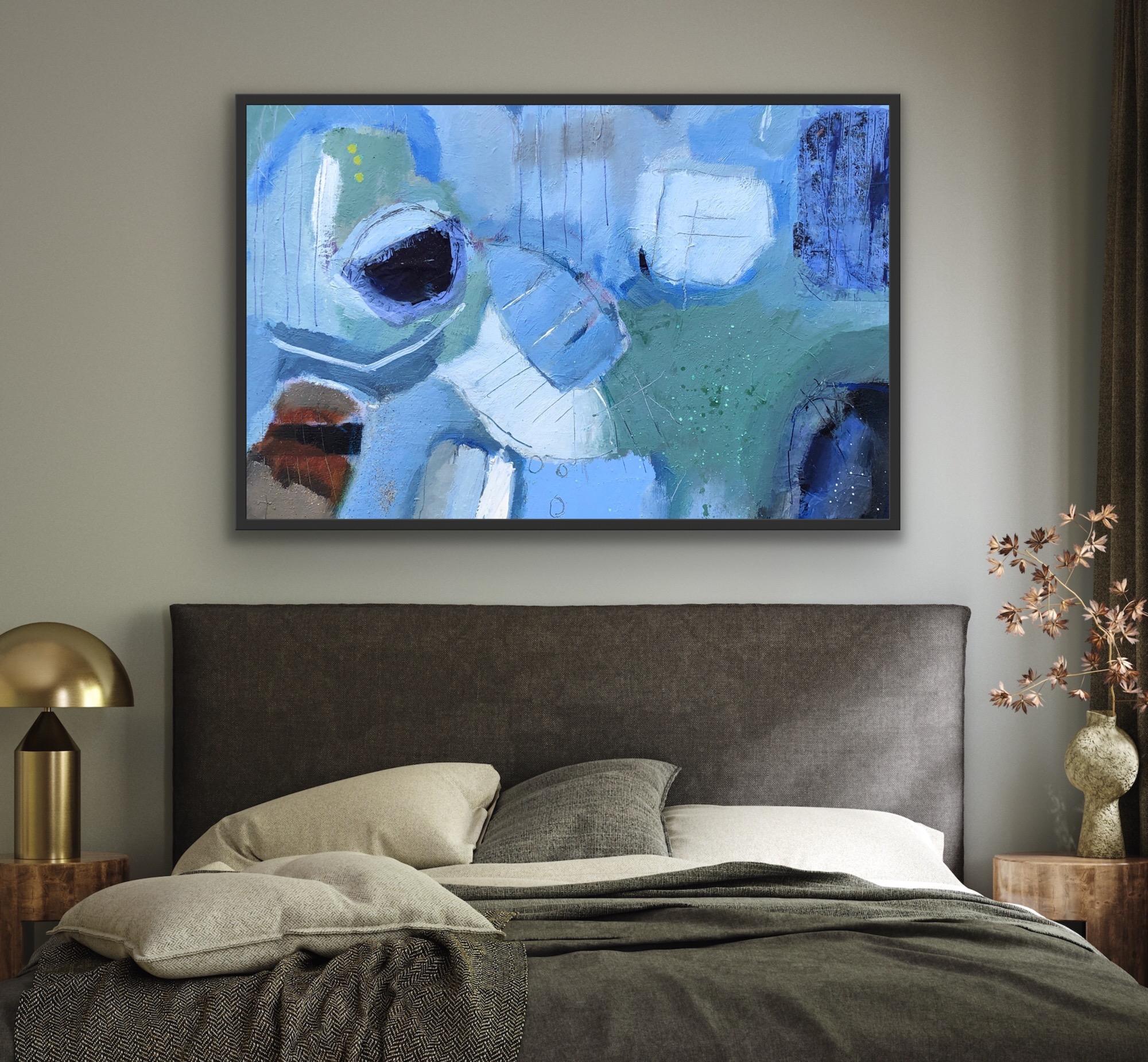 Vacanze estive, Pittura originale, Acrilico, Astratto, Estate - Abstract Painting Blu di Maggie LaPorte Banks