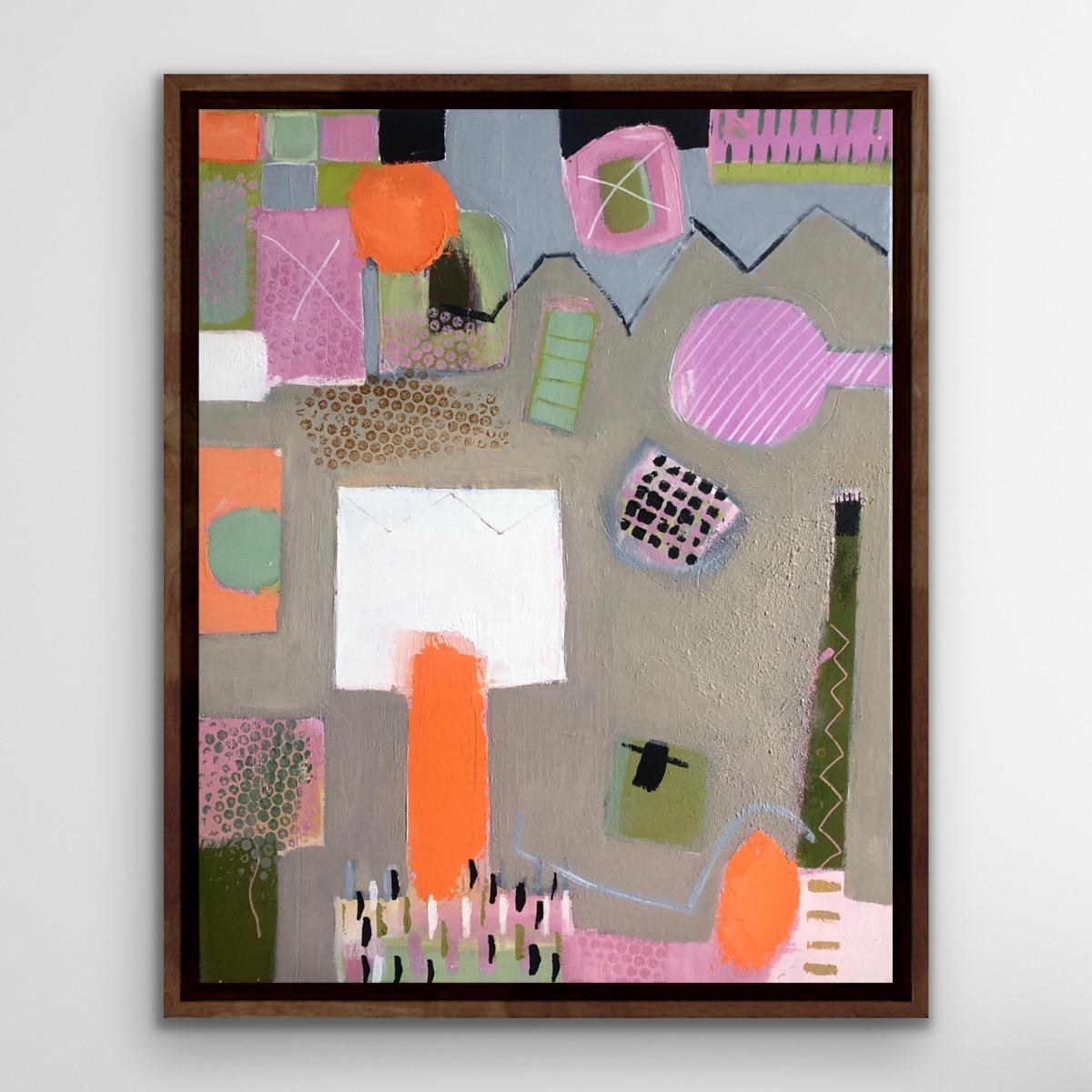 Tango Pasión, Pintura Abstracta, Obra de Arte Abstracta Geométrica, Arte Brillante - Painting Geométrico abstracto de Maggie LaPorte Banks