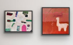 Das Alpaka und der Regenbogen & Oh la la, 2, Diptychon, Originalgemälde