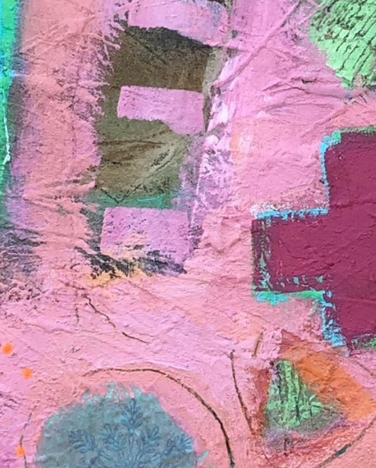 The Pink Cross BY MAGGIE LAPORTE-BANKS, Original Contemporary Abstract Painting For Sale 1